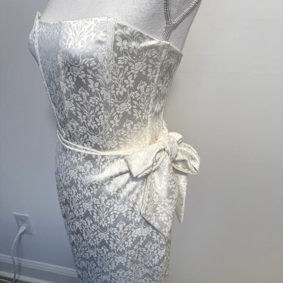 V. Chapman June Corset Jacquard Front-Slit Strapless Gown In Ivory Size 4 New - Picture 9 of 14